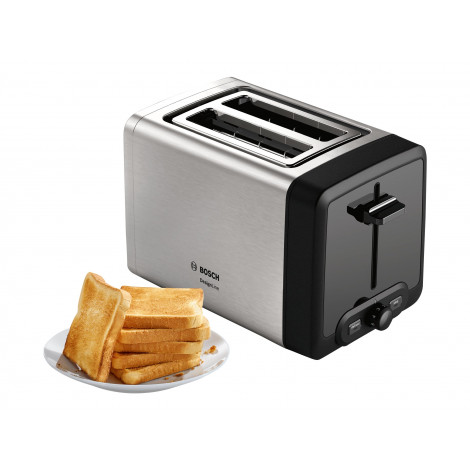 Bosch | DesignLine Toaster | TAT4P420 | Power 970 W | Number of slots 2 | Housing material Stainless Steel | Stainless steel/Bla