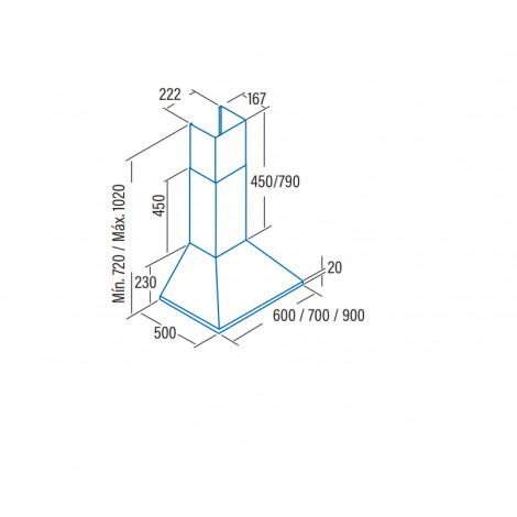 CATA | Hood | OMEGA 600 X | Wall mounted | Energy efficiency class C | Width 60 cm | 645 m /h | Mechanical control | LED | Grey