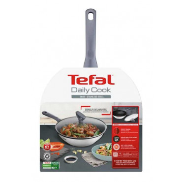 Tefal G7309955 Daily Cook Wok pan with lid, 28 cm, Grey