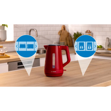 Bosch Kettle | TWK1M124 | Electric | 2400 W | 1.7 L | Plastic | 360 rotational base | Red