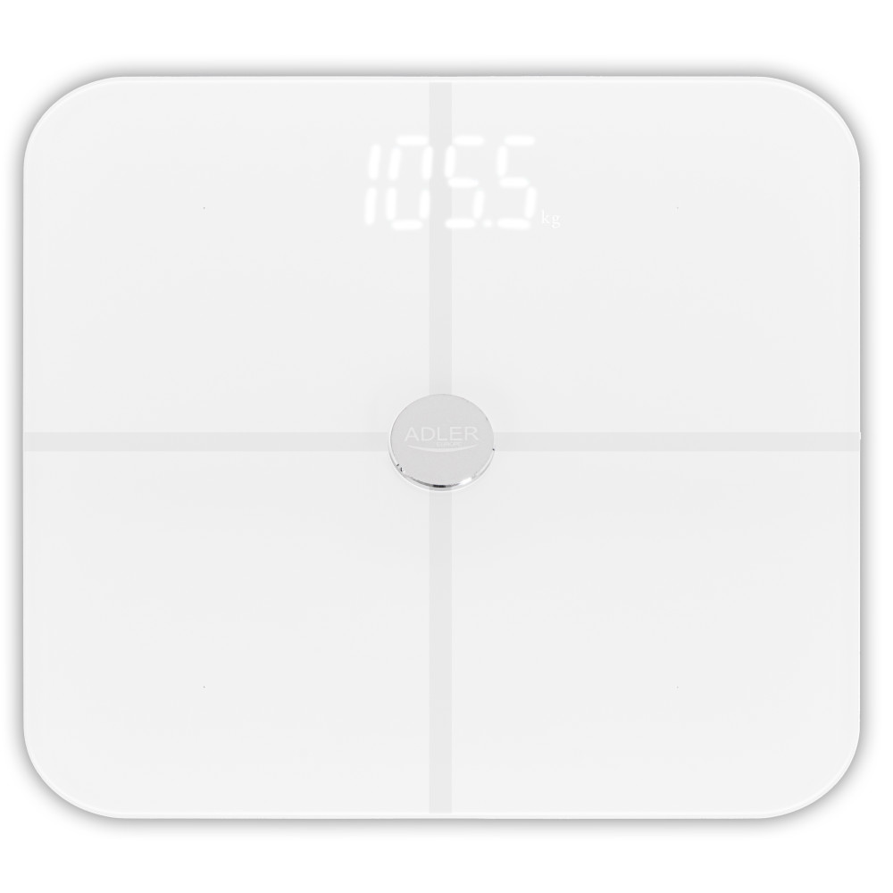 Adler Smart Bathroom Scale | AD 8187 | Maximum weight (capacity) 180 kg | Accuracy 100 g | Body Mass Index (BMI) measuring | Whi