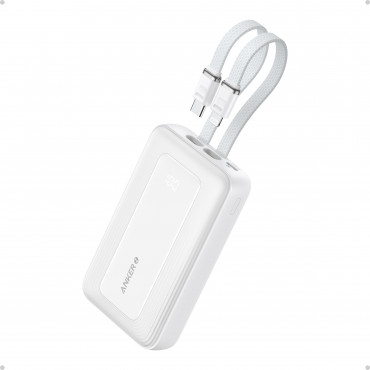 Anker | Power Bank | A1680H21 | 10000 mAh | USB-C 30W, Lightning 27W | Built-In USB-C and Lightning Cables | White