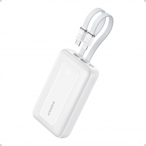 Anker | Power Bank | A1680H21 | 10000 mAh | USB-C 30W, Lightning 27W | Built-In USB-C and Lightning Cables | White