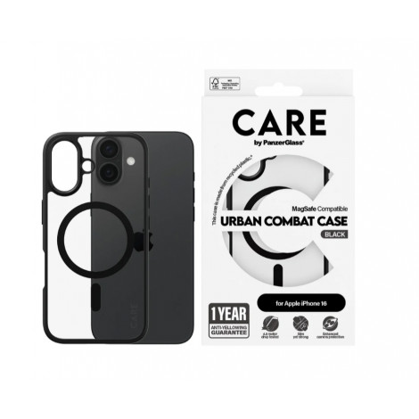 CARE by PanzerGlass Case Flagship Urban Combat Black MagSafe iPhone 16 | CARE