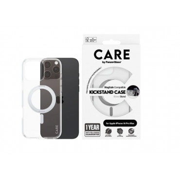 CARE by PanzerGlass Case Feature Silver Kickstand & MagSafe iPhone 16 Pro Max | CARE