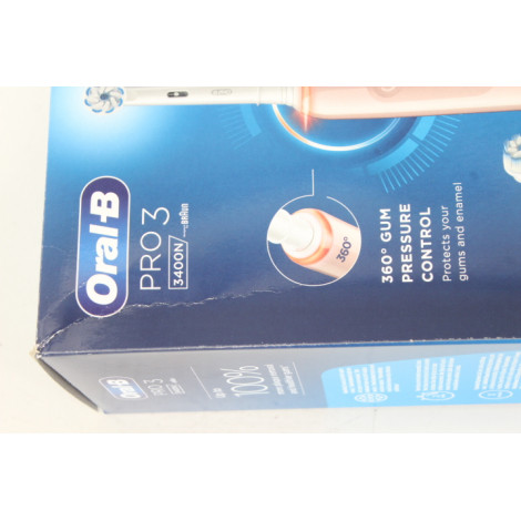 SALE OUT. Oral-B Pro3 3400N Electric Toothbrush, Pink Sensitive | Oral-B Warranty 24 month(s) | DAMAGED PACKAGING