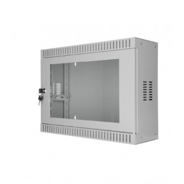 SOMI Networks | 3U, 19 Standard Vertical Installation Vertical Mount Cabinet | 3U-54/18SNC | Gray | Cable Entrances Glass Doors 