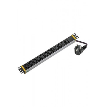 SOMI Networks | 1U, 19 , 12x C13 Aluminium PDU Power Panel with Indicator | PDU12C13ASP | Silver | No Switch No Protection Schuk