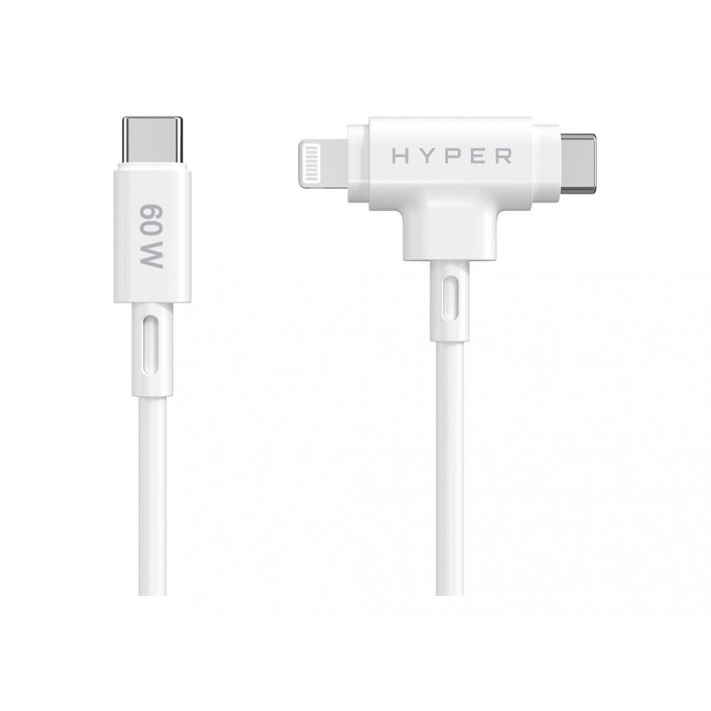 Hyper HyperJuice Silicone USB-C to USB-C and Lightning Hybrid 60W Cable