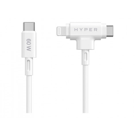 Hyper HyperJuice Silicone USB-C to USB-C and Lightning Hybrid 60W Cable