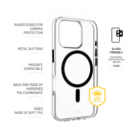 Fixed | MagPurity | Back Cover | Apple | iPhone 16 Pro | TPU | Clear, Black