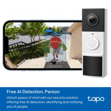 TP-LINK Video Doorbell Camera | Tapo D210 | 3 MP | 1.18mm/F1.8 | IP65 | H.264 | Micro SD, Max. 512