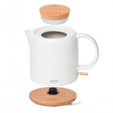 Adler Electric Kettle | AD 1304 | Electric | 1200 W | 1 L | Ceramic | 360 rotational base | White