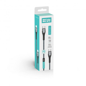 ColorWay Cable Type-C - Type-C (PD Fast Charging 65W) 3.0А, 1m | CW-CBPDCC040-GR