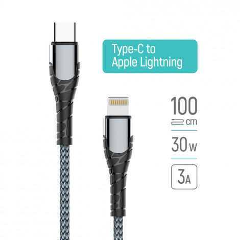 ColorWay Cable Type-C - Apple Lightning (PD Fast Charging) 3.0А (30W), 1m | CW-CBPDCL033-GR