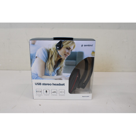 SALE OUT. Gembird MHS-U-001 USB headphones, glossy black | Gembird MHS-U-001 USB headphones | Built-in microphone | USB Type-A |