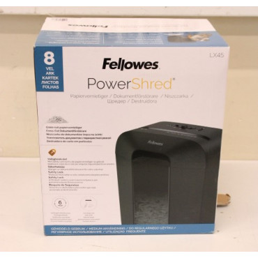 SALE OUT. Fellowes Shredder LX45 black | Cross-Cut | LX45 | Black | Paper shredding | Credit cards shredding | DAMAGED PACKAGING