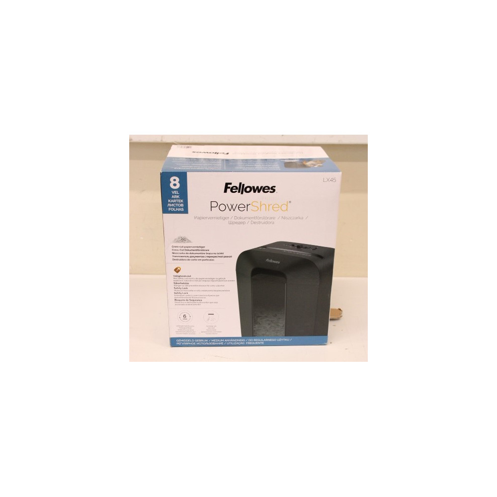 SALE OUT. Fellowes Shredder LX45 black | Cross-Cut | LX45 | Black | Paper shredding | Credit cards shredding | DAMAGED PACKAGING