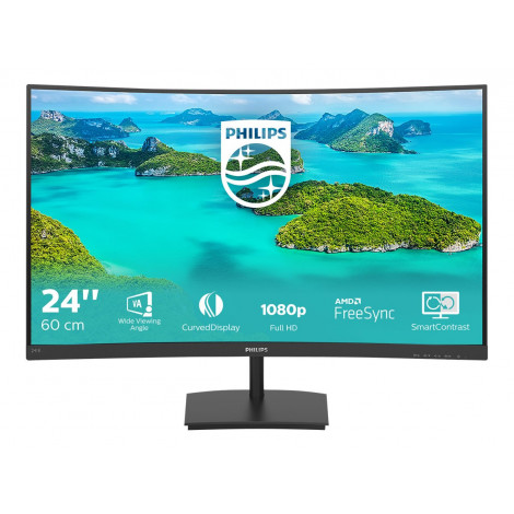 Philips | Curved LCD Monitor | 241E1SCA/00 | 24 " | VA | FHD | 16:9 | 75 Hz | 5 ms | 1920 x 1080 pixels | 250 cd/m | HDMI ports 