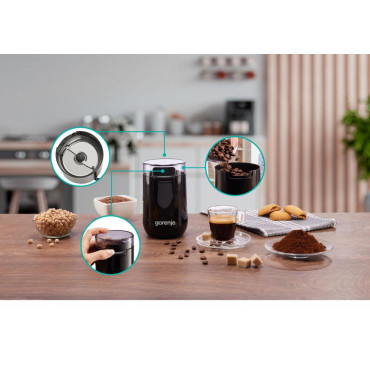 Gorenje | Coffee Grinder | SMK150SB | 150 W | Coffee beans capacity 45 g | Lid safety switch | Black