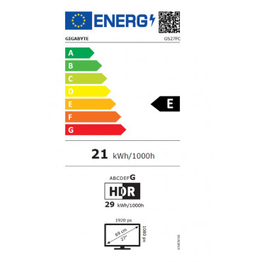 Gigabyte | Gaming Monitor | GS27FC EU | 27 " | VA | 180 Hz | 1 ms | 250 cd/m | HDMI ports quantity 2