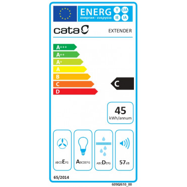 CATA Hood | EXTENDER 600 | Telescopic | Energy efficiency class C | Width 60 cm | 390 m /h | Mechanical | ECOLED | Stainless Ste