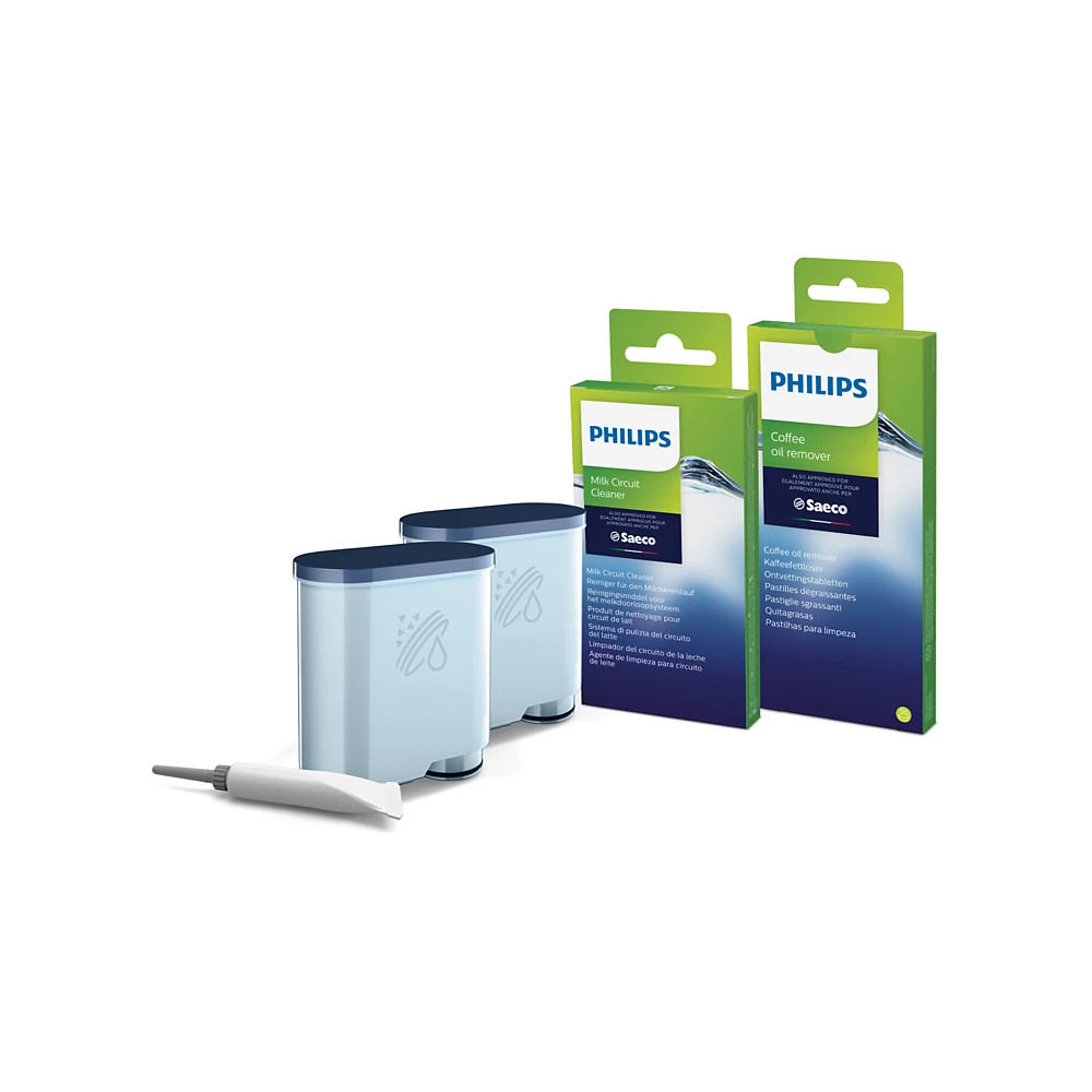 Philips | Coffee maker Maintenance kit: Oil, 2x AquaClean, 6x Coffee oil remover tablets, 6x Milk circuit cleaner sachets | CA67