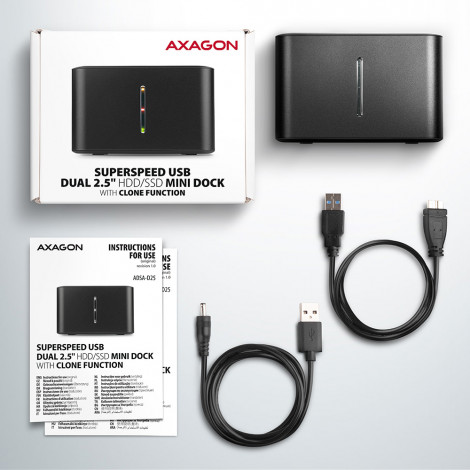 AXAGON | SuperSpeed USB DUAL 2.5" SSD/HDD MINI dock | ADSA-D25