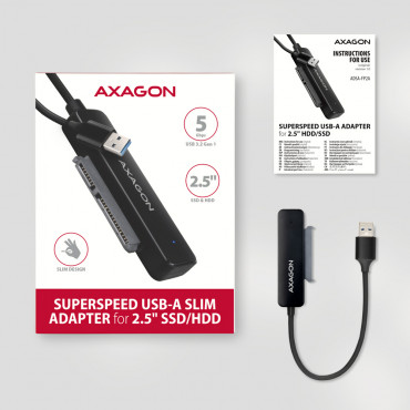 AXAGON USB-A 5Gbps SLIM adapter for 2.5" SSD/HDD | ADSA-FP2A