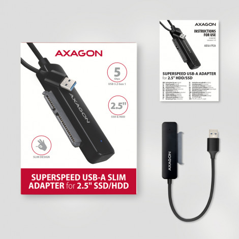 AXAGON USB-A 5Gbps SLIM adapter for 2.5" SSD/HDD | ADSA-FP2A