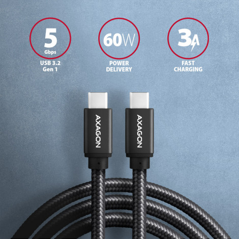 AXAGON Data and charging cable | BUCM3-CM20AB | USB Type-C to USB Type-C