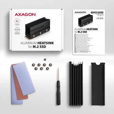 AXAGON Passive aluminum heatsink for single-sided and double-sided M.2 SSD disks, size 2280, height 36 mm | CLR-M2XL