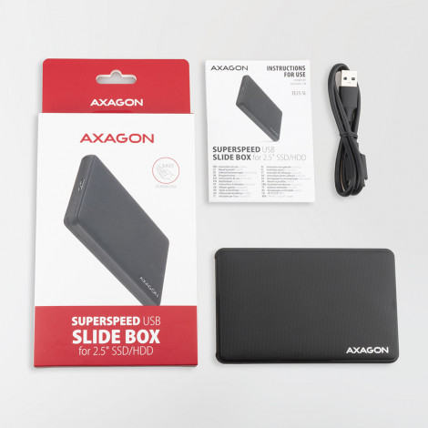 AXAGON Screwless USB 3.2 Gen 1 - SATA 6G external box for 2.5" SSD/HDD