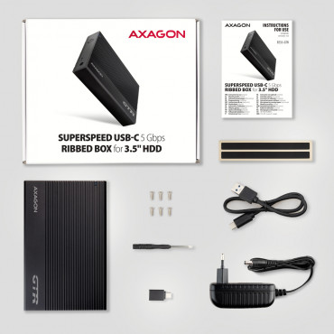 AXAGON Ribbed aluminum USB 3.2 Gen 1 - SATA 6G external box for 3.5" HDD