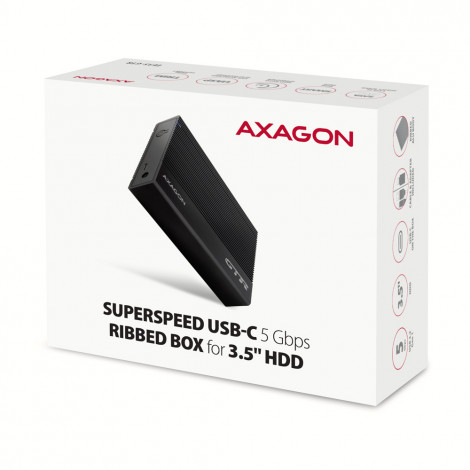 AXAGON Ribbed aluminum USB 3.2 Gen 1 - SATA 6G external box for 3.5" HDD