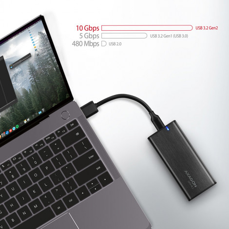 AXAGON External USB-C 3.2 Gen 2 metal box for M.2 SATA SSD disks