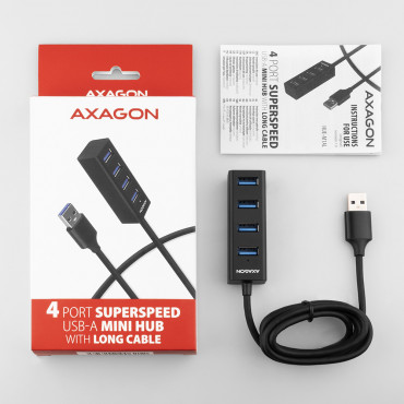 AXAGON Miniature metal four-port USB 3.2 Gen 1 hub | HUE-M1AL