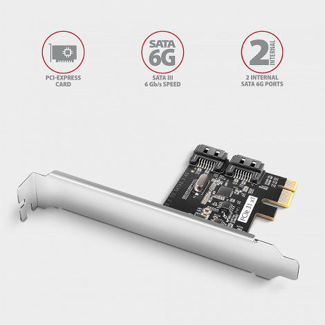 AXAGON Two-channel SATA III PCI-Express controller with two internal SATA port outputs | PCES-SJ2