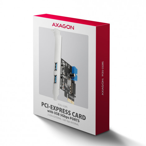 AXAGON PCI-Express card with a pair of internal and a pair of external USB 5Gbps ports | PCEU-232RS