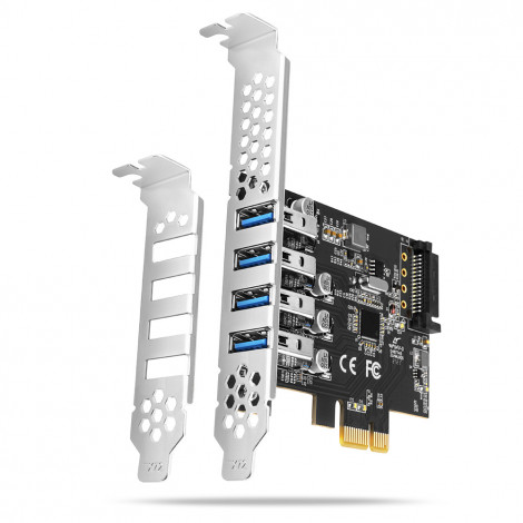 AXAGON PCI-Express card with four external USB 3.2 Gen1 ports with dual power | PCEU-43RS