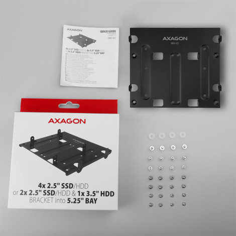 AXAGON Metal frame for mounting four 2.5" disks or two 2.5" disks and one 3.5" disk in a 5.25" position | RHD-435