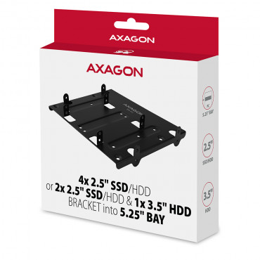 AXAGON Metal frame for mounting four 2.5" disks or two 2.5" disks and one 3.5" disk in a 5.25" position | RHD-435