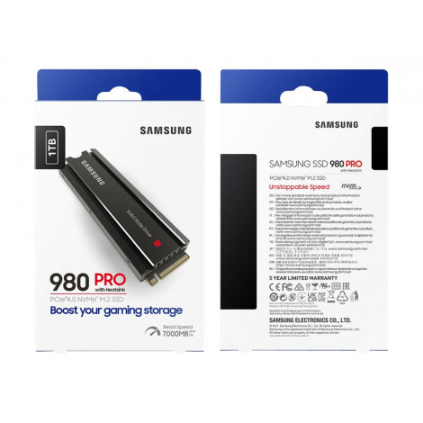 Samsung | 980 PRO with Heatsink | 1000 GB | SSD form factor M.2 2280 | Solid-state drive interface M.2 NVMe 1.3c | Read speed 70