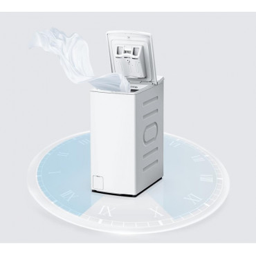 Midea Washing Machine | MF100T60B/W | Energy efficiency class A | Top loading | Washing capacity 6 kg | 1200 RPM | Depth 61 cm |