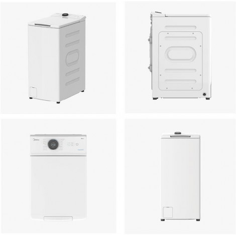 Midea Washing Machine | MF100T60B/W | Energy efficiency class A | Top loading | Washing capacity 6 kg | 1200 RPM | Depth 61 cm |