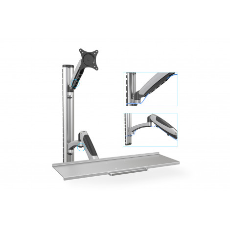 Digitus | Wall mount | Workstation | Adjustable Height, Tilt, Swivel | 27 " | Maximum weight (capacity) 6 kg | Silver
