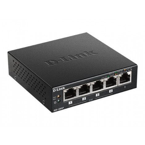 D-Link | Switch | DGS-1005P | Unmanaged | Desktop | Gigabit Ethernet (copper) ports quantity 5 | Power over Ethernet (PoE) ports