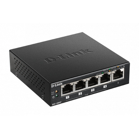 D-Link | Switch | DGS-1005P | Unmanaged | Desktop | Gigabit Ethernet (copper) ports quantity 5 | Power over Ethernet (PoE) ports