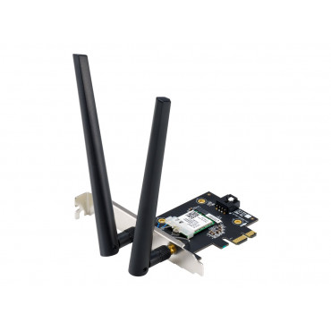 Asus WiFi 7 PCI-E Adapter with 2 external antennas | PCE-BE6500 | 802.11be | Mesh Support No | MU-MiMO No | No mobile broadband