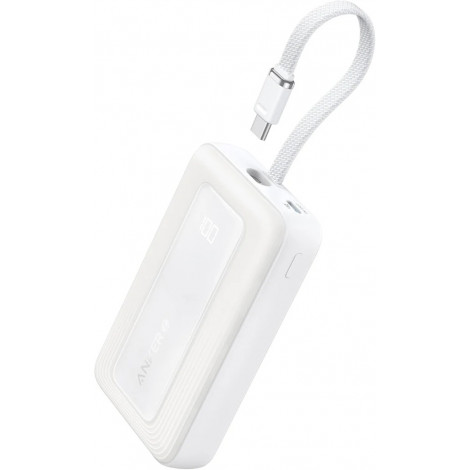 Anker Power Bank, Built-In USB-C Cable, 30W | A1688H21 | 10000 mAh | White